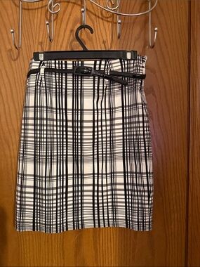 Apt. 9 Black & White Plaid Pencil Skirt with Slim Belt